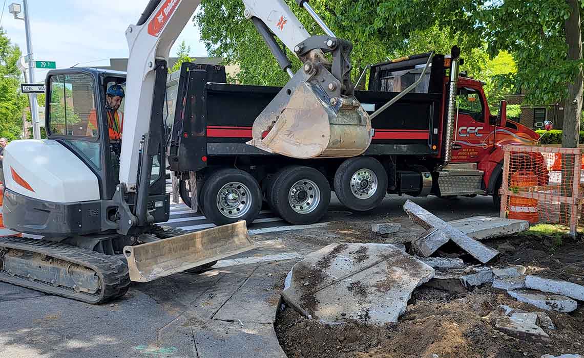 Queens Bioswales project doing concrete