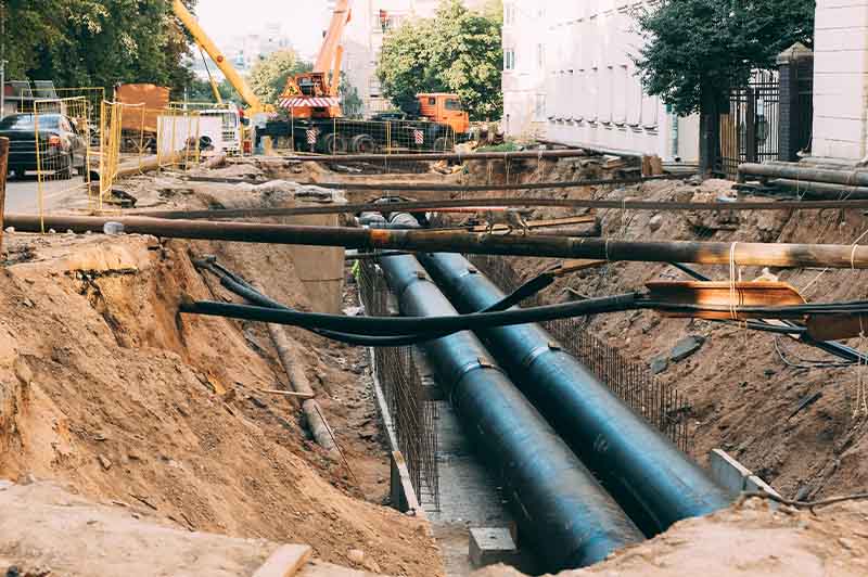 Excavation and sewer line installation for a commercial property in New York City